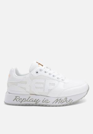  Replay Women's Flat Sneaker, White 061, 4