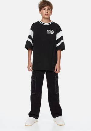Loose Fit Cargo Joggers - Black - Kids