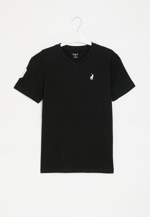 Black polo v neck t shirt sales