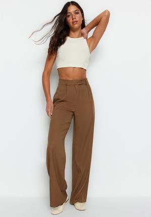 Marks and Spencer Womens Brown Polyester Trousers Size 14 Regular Zip -  Helia Beer Co