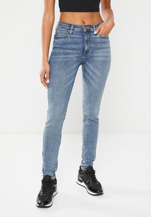 Buy MUGLER High Rise Stretch Cotton Denim Jeans - Medium Blue At 35% Off