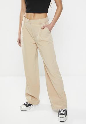 Stone Double Waistband Peached Tailored Trousers