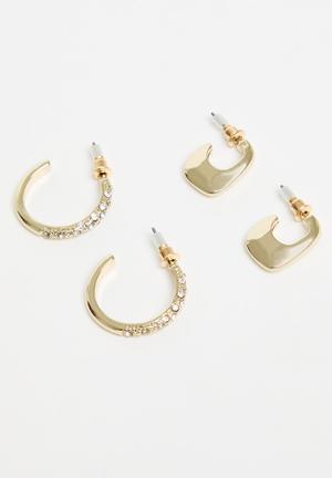 Lyra Cross Earrings BLACK/WARM BRASS