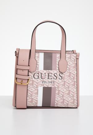 GUESS Katey Mini Satchel Natural / Brown Logo, Buy bags, purses &  accessories online