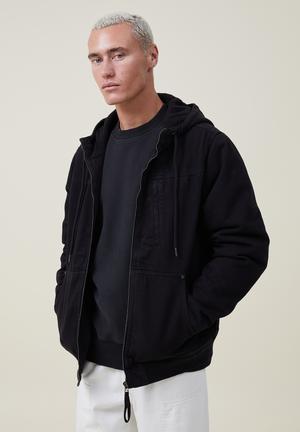 Hooded Cotton Fleece Varsity Jacket With Black Satin Lining – Branded  Originals
