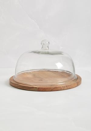 Gladeo cake dome & stand - wood