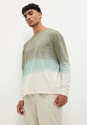 ASOS DESIGN oversized boxy long sleeve t-shirt in green acid wash