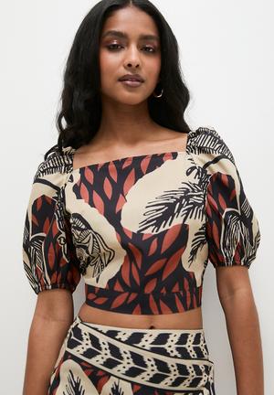 PRINTED SQUARE NECK TOP