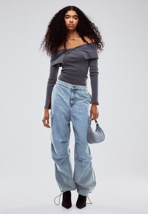 Buy Brave Soul Black Plain Colour Denim High Waisted Flared Jeans