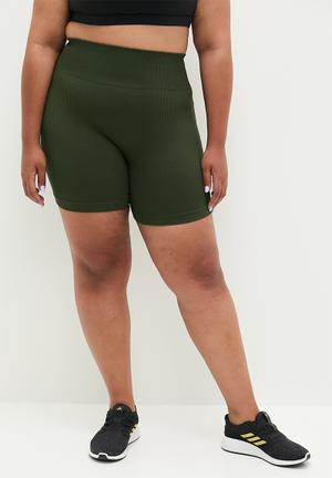 Plus Size Basic Biker Shorts - Army Green