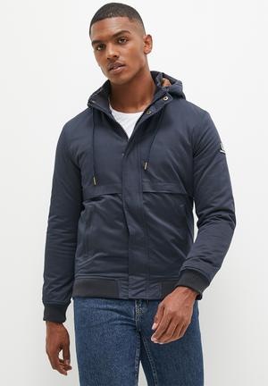 Men's short hooded zippered quilted cotton twill on sale jacket