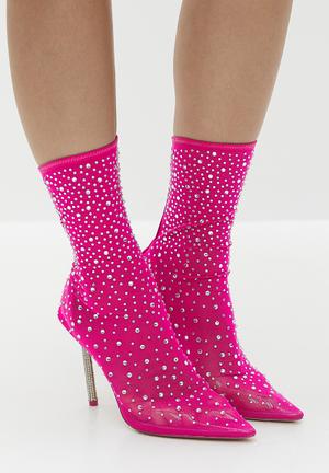 Neon Pink Mesh Ankle sock