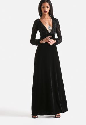70's Femme Romantic Flocking Lace Maxi Dress