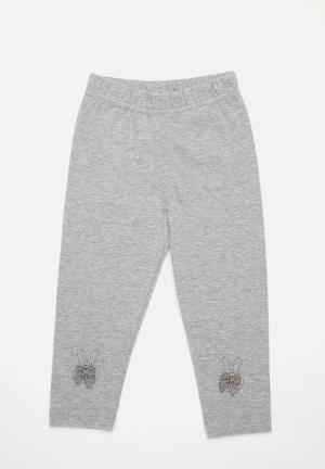 Leggings with Brushed Inside - Dark gray/butterflies - Kids