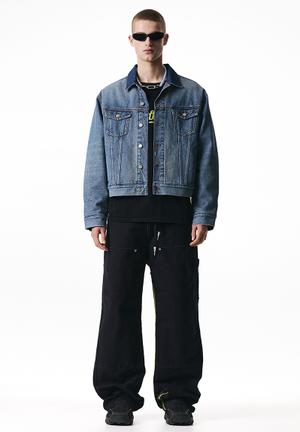 Streetwear Blue Irregular Turtleneck Denim Jacket Women Vintage Versatile  Loose Jeans Coat Tops Cowboy Outerwear BF Jean Jacket - AliExpress