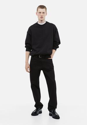 Oversized Fit Cotton Sweatshirt - Black - Men