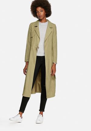 Double belted trench coat
