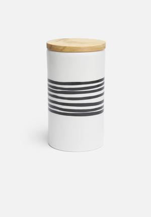 Stripe jar with lid 