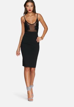 Embroidered detail bodycon dress