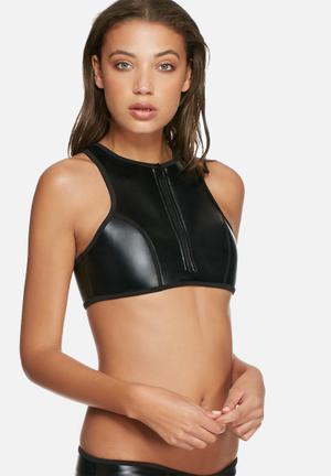 Neoprene high neck zip top