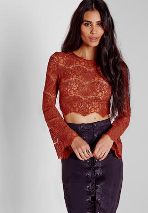 Lace Bell Sleeve Crop Top 