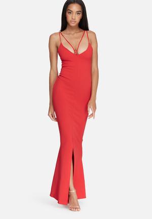 Front strappy fishtail maxi dress