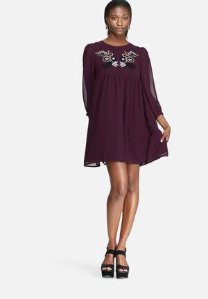 Embroidered babydoll dress