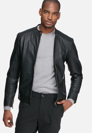 Field leather jacket