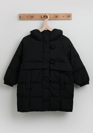 Midi puffer jacket - black