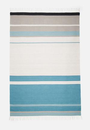 Colourful teal stripe rug