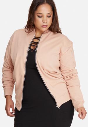 Plus size loop back bomber jacket