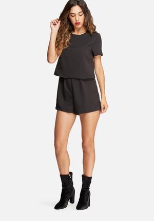 Crepe short sleeve double layer playsuit