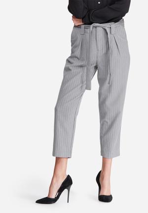 Maggie belted pinstripe pants