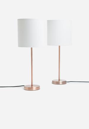 Upright table lamp set - copper