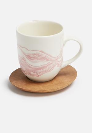 Mineral mug with saucer
