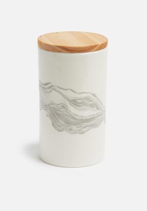Mineral canister with wooden lid