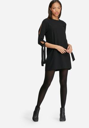 Shift dress with sleeve tie
