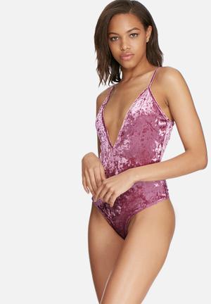 Plunge velvet bodysuit