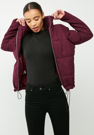 Puffer jacket with drawcord hem