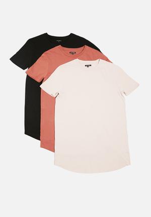 3 pack basic curved hem tee