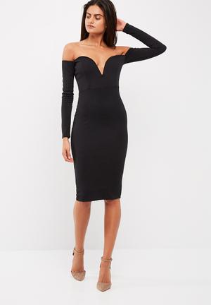 Bardot v bar bodycon dress