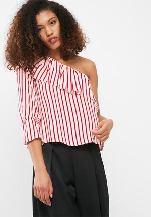 Asymmetrical frill blouse