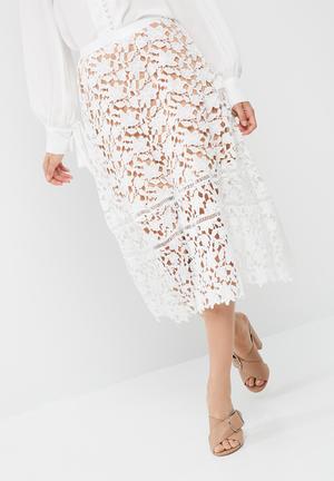 Premium heavyweight crochet lace full midi skirt