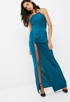 Blue slinky maxi dress