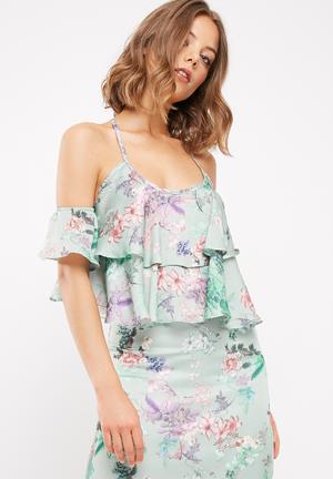 Floral print flounce top