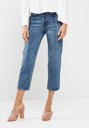Altered straight jeans