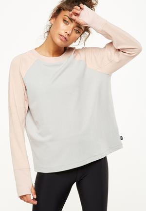 Waffle crew neck long sleeve top