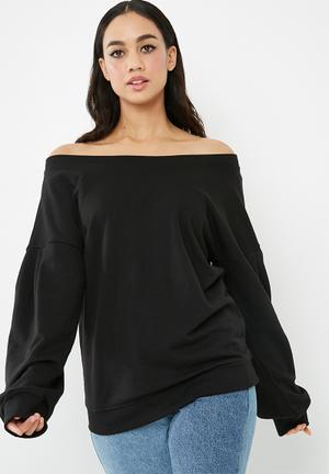 Off shoulder sleeve detail sweatshirt