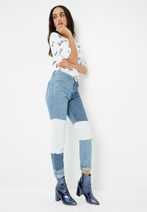 Riot patch work high waisted mom jeans