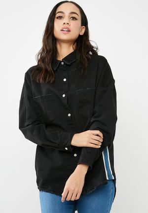 Side stripe Tokyo over sized denim shirt